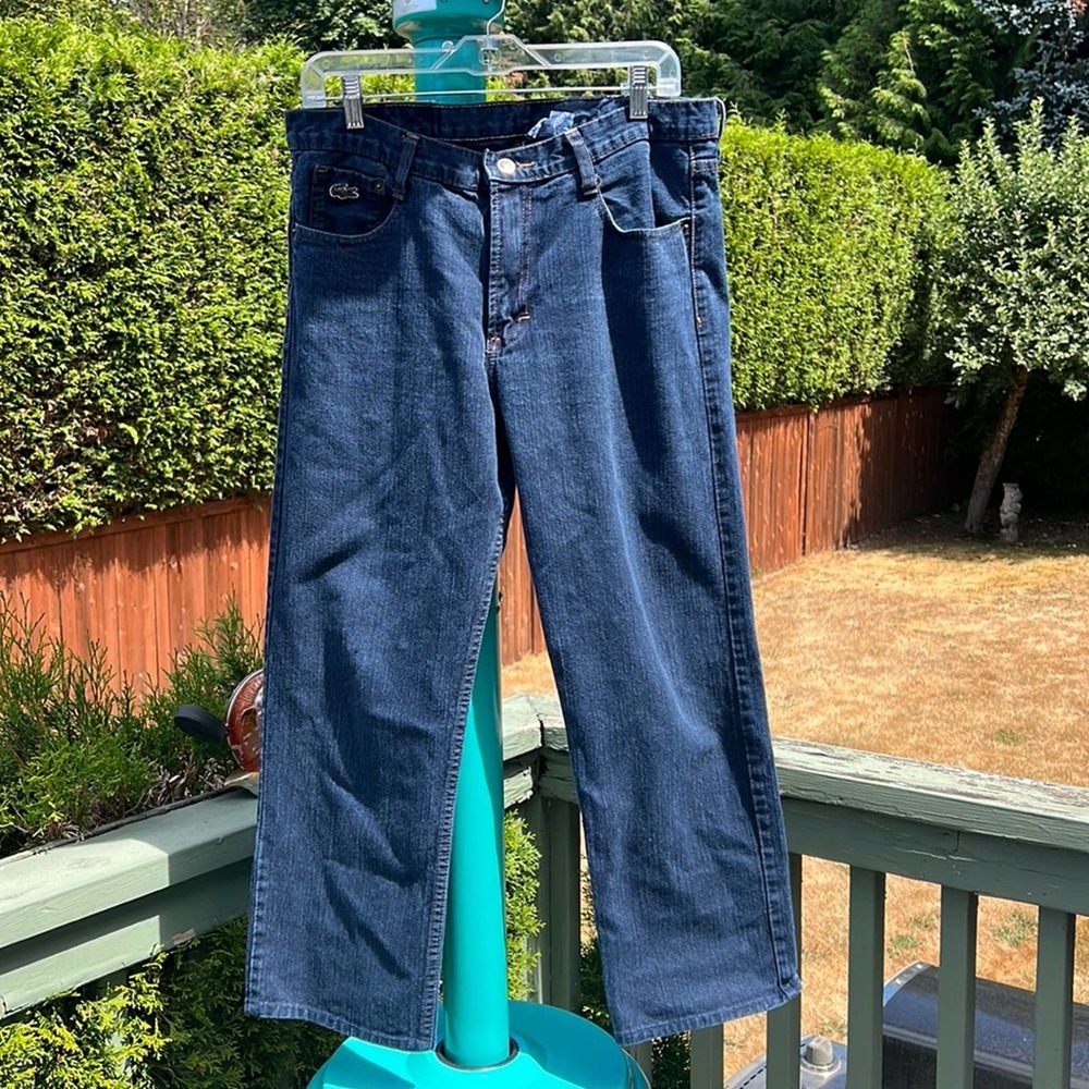 Lacoste men/boys jeans 35" waist inside leg 26.5" dark wash jeans short length